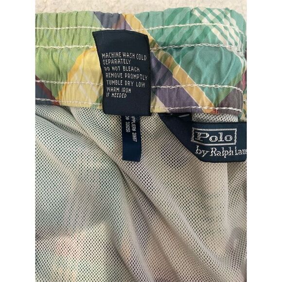 Polo Ralph Lauren Men's Plaid Swim Trunks XXL Multicolor Mesh Lining Back Pocket - Picture 9 of 9